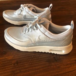 Metallic Leather Nike Sneakers - Ice Blue - 9